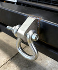 Mounted view of 4 Pcs Weld On Shackle Clevis Mounts Heavy Duty 0.85 Inch Thick Steel Clevis Bracket Zinc Plated Anti Rust D Ring Shackle on truck bumper.
