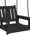 HDPE Single Porch Swing For Outdoors Heavy Duty One Person Adirondack Chair With Durable Polypropylene Ropes Black