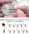 Mainspring Winder Set For Watch Repair Brass Tool Kit with fine handling of watch movement using tweezers.
