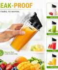 Two Pack 18 Ounce Blender Cups With Sip N Seal Flip Lids Replacement for High Power Countertop Blenders held with orange juice