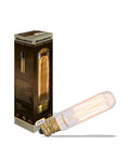 Old School Glow Nostalgic 25 Watt Edison T6 Bulb With Vintage Filament, E12 Candelabra Base, shown with packaging