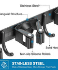 Heavy Duty Broom Holder Wall Mount For Garage And Laundry Room Stainless Steel Mop Organizer With Five Racks And Four Hooks