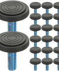 30 Pc Adjustable M8 Threaded Furniture Leveling Feet for Tables and Cabinets, Heavy Duty Black ABS and Iron, Easy Install Glide Feet