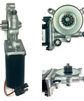 Universal RV Awning Motor Replacement With Black Connector, 12V DC, 75 RPM, shown from various angles, durable part