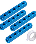 4 Pack Aluminum Pneumatic Manifold Block With 2 Inlets And 5 Outlets, G1/2 Supply Ports And G1/4 Output Ports, Inline Air Hose Splitter