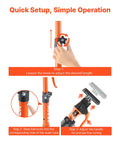 Front view of VEVOR cabinet jack support poles, 2-pack, orange steel telescoping rods for cabinet installation.