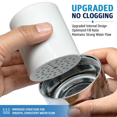 Person holding 4 Pack 15 Stage Shower Filter Replacement Cartridge For Hard Water Universal Fit High Output Water Softener