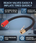 40cm Tire Inflator Extension Hose Clip Air Chuck Adapter External Thread Quick Connect Tube, black hose with brass clip connector