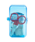Travel Sewing Kit In Colorful Translucent Case With 10 Colored Threads, 25 Inch Tape Measure, Needles And Quick Fix Gear For On The Go Repairs For Everyday Carry inside a blue case