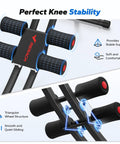 Adjustable Dual Track Ab Machine For Home Gym Core Training And Cardio Fat Burn design showing knee stability with comfortable grips.