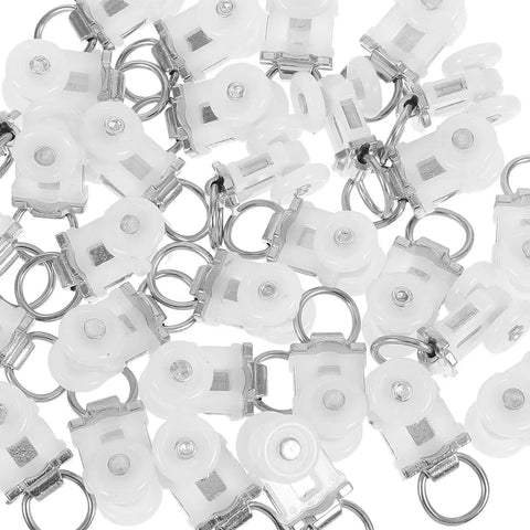 30 Piece Heavy Duty Curtain Track Roller Hooks Featuring Double Alloy Wheels And Slide Like Butter Smooth Pulleys For Zero Hassle Installation, white pulleys with metal rings