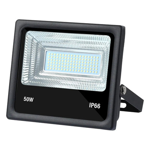 Two Pack DC 12V LED Flood Lights 50W 4500 Lumens 6500K Daylight White Outdoor Security Flood Lamps IP65 Waterproof front view