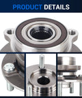 Close-up of Front Or Rear Wheel Hub Bearing Assembly For Hyundai And Kia 2017-2023 Elantra Forte Kona Ioniq Niro Seltos Veloster 5 Lug With ABS 2 Pack Easy Install Durable OEM-Grade Wheel Hub Replacement showing metal construction and bolt details