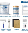 Contents of DIY Tub And Tile Refinishing Kit With Tools For Porcelain Enamel Ceramic Tile And Bathtub Makeover White 35 Oz Semi Matte Finish