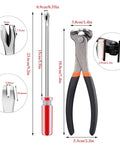 3-Piece Nail Puller Pliers Set With 7Inch End-Cutting Plier And 6Inch U/V Tip showing dimensions and tool details