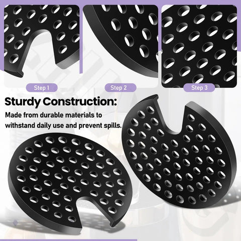 Close-up of black drip tray grid cup mug rest for Nespresso Vertuo Next N910 with large drainage holes, durable design