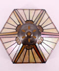 Dope Tiffany Style Yellow Hexagon Stained Glass Lamp Shade Replacement 12x10x6 Inch With Cap For Table Lamp Pendant Light Ceiling Fixture
