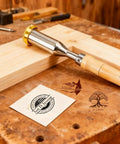 KAINSY wood branding iron with wooden handle and brass gear for hot-stamping logos on wood