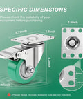 Detailed dimensions of Heavy Duty 3 Inch Stainless Steel Caster Wheels Set Of Four 304 Metal Casters for industrial use.