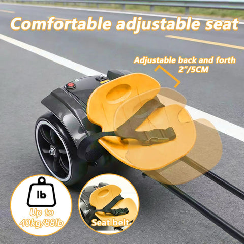 12V Kids Electric Go Kart For Ages 3 To 6 With Foldable Frame Adjustable Seat And Four EVA Wheels, yellow seat detail