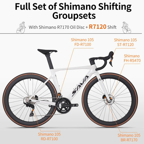 Beast Carbon Road Bike With Lightweight Frame And Wheelset Hydraulic Disc Brakes Carbon Fork And Seat Post 56cm White Ultralight 8.8 Kg Shimano R7120 24 Speed For Adults