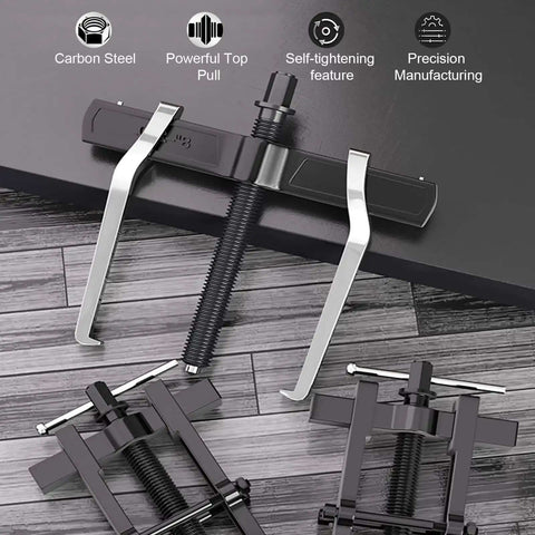 Heavy Duty 2 Jaw Small Gear Puller With Self Locking Jaws And Extended Handle For Easy Wheel Bearing Removal And Industrial Maintenance Tasks, carbon steel
