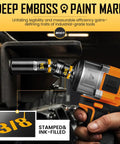 Super Tough Three Eighths Inch Drive Impact Socket Set Packing Sixty Seven Pieces Of Metric And Sae Shallow Deep And Swivel Sockets Complete With Extension Bars Adapters And Universal Joint Built From Solid Cr Mo Steel, 3/8 stamped ink-filled impact sockets on driver