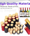 100 Piece PVC Heat Shrink Wine Bottle Capsule Kit With Black Plastic Tops In Killer Gold Black And Red Assortment displayed with corks.