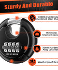 4 Digit Disc Padlock With Hardened Steel Shackle For Sheds Storage Units Gym Lockers And Fences No Frills Easy Set Tamper Resistant Weatherproof Durable Black 1 Pack