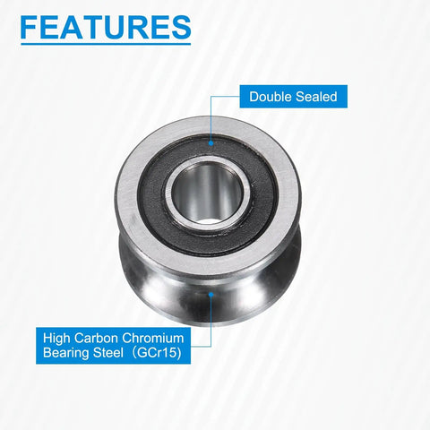 Four Pack Heavy Duty Deep Groove Ball Track Guide Bearings 8MM Inner Diameter 22MM Outer Diameter 14MM Thick, double sealed bearings.
