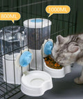 Automatic Pet Water Dispenser And Food Feeder Combo With Leakproof Wide Mouth Jar Easy Screw Mount For Cages, 800ML water bottle and 1000ML food container.