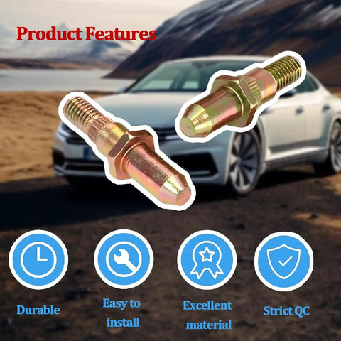 Beefed Up Car Door Hinge Roller Pin And Bushing Repair Kit For Truck And SUV Doors, includes features and vehicle backdrop.