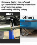 Comparison of secure mounting using Four Pack Universal Exhaust Hanger Kit With Three Eighths Inch Rods against loose exhaust setup.