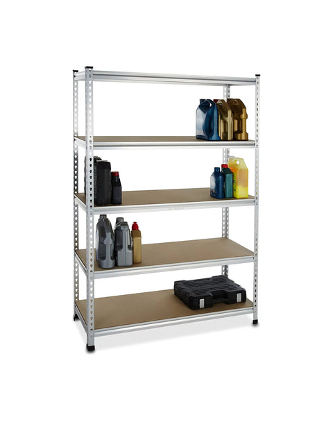 Five Tier Metal Garage Storage Rack With Fully Adjustable Shelves, Solid Aluminum Frame Build, No Sweat Assembly, Total Kitchen And Office Space Game Changer, 48 By 18 By 72 Inches
