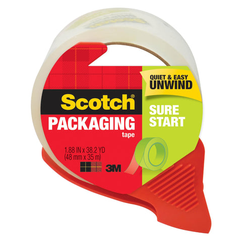 Smooth Operator Clear Shipping Packing Tape With Heavy Duty Dispenser For Quick Box Sealing and Fast Rollout In Bulk Six Pack Supply For Straight Ahead Warehouse Jobs on red packaging dispenser.