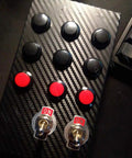 24Pcs 16Mm Momentary Push Button Switches 2 Pin Self Resetting Round On Off Assorted Red Green Yellow Blue White Black 3A 250V AC Mini Button Switch Kit installed on carbon fiber panel