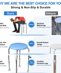 Sturdy Heavy Duty Stainless Steel Shower Stool 350 Lb Capacity With Round Tub Seat And Grab Bar Non Slip Feet Comparison
