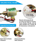 12V Electric Fuel Pump Kit For Cars, Trucks, Boats And Lawn Mowers With 3 To 6 PSI Output, Includes 12V Fuel Pump, 2M Five Sixteenth Inch ID Fuel Line, Filters, And Ten Hose Clamps For Easy Installation
