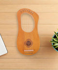 7 String Lyre Harp Starter Kit With Tuning Wrench Extra Strings And Music Sheet Book Wooden And Metal Mini Harp For Beginners