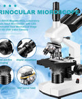 Trinocular Microscope For Adults 40X-5000X Magnification, Lab Grade With Dual Mechanical Stage And HD USB Camera, Electronic Eyepiece, Wide Angle Eyepieces, Ideal For Education, Research, And Digital Imaging showing 360° swivel head