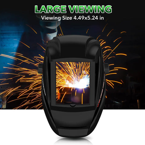 Top-Notch Laser Welding Helmet With Large Viewing Window, eye protection, OD Eight Plus, polycarbonate shield, sparks in background