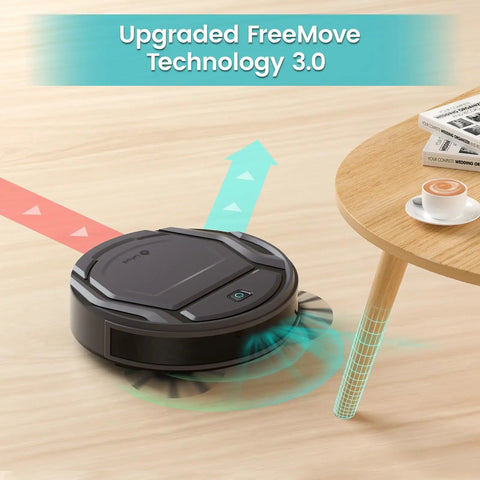 Compact Robotic Vacuum With Beast Mode Suction And Quiet Operation, 120 Minutes Run Time, self charging, navigating under a table