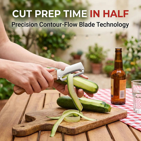 Peeling cucumber with Heavy Duty 2 In 1 Kitchen Peeler With Bottle Opener Thick 1.8mm Stainless Steel Blade Solid Wood Handle