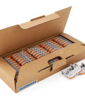 Universal DIN Terminal Block Kit With Lever Wire Connectors KV-121, 50 Pcs, displayed in open cardboard box