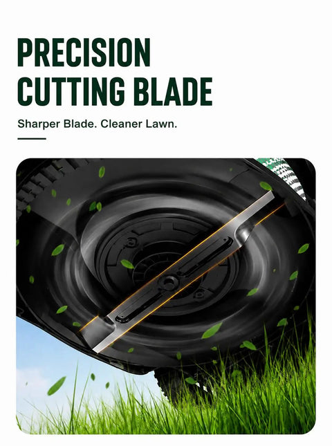 40V 16 Inch Cordless Electric Lawn Mower With 4.0Ah Battery, Lightweight Green Yard Machine For Effortless Mowing, No Gas Or Cords, Easy Start, Quiet Power, Durable Deck, Ideal For Small To Medium Lawns, Easy Storage precision cutting blade underside