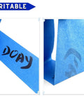 Blue Painter Tape Set With 1/4 In, 1/2 In, 3/4 In Widths, writable surface demonstration on crepe paper rolls