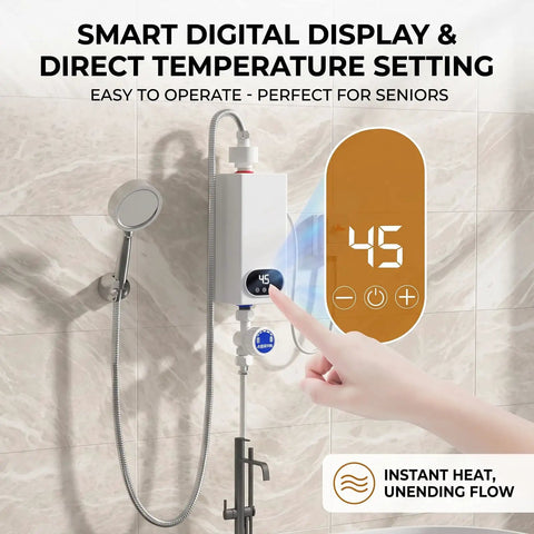 Compact Tankless Instant Electric Water Heater 3000W 110V Gotta Have Quick Hot Water This Tight Saver with digital display.