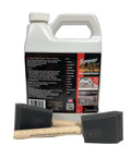 Forever Black Bumper & Trim Conditioner 32oz bottle with two foam blocks and wooden brush