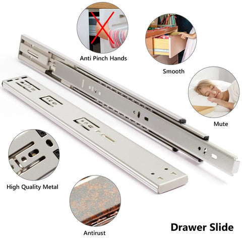 12 Inch Soft Close Drawer Slides With Ball Bearing Full Extension For Cabinets Durable Cold Rolled Steel 150 Pound Capacity