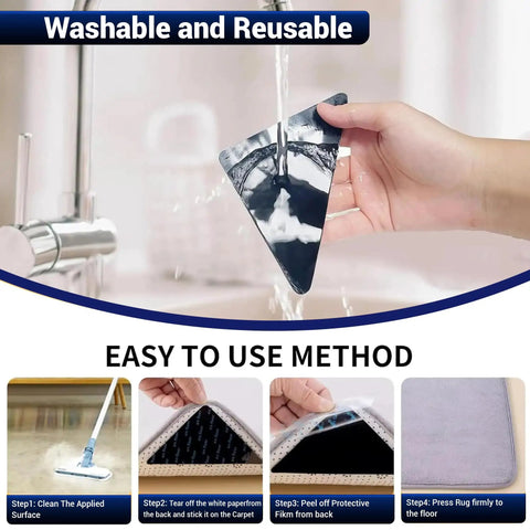 2025 No Slip Rug Tape For Hardwood Floors And Area Rugs, Double Sided Carpet Tape That Keeps Rug Corners Down And Rugs Flat, Great For Tile And Laminate, Easy Peel And Stick, Heavy Duty Hold That Bites Through Traffic
